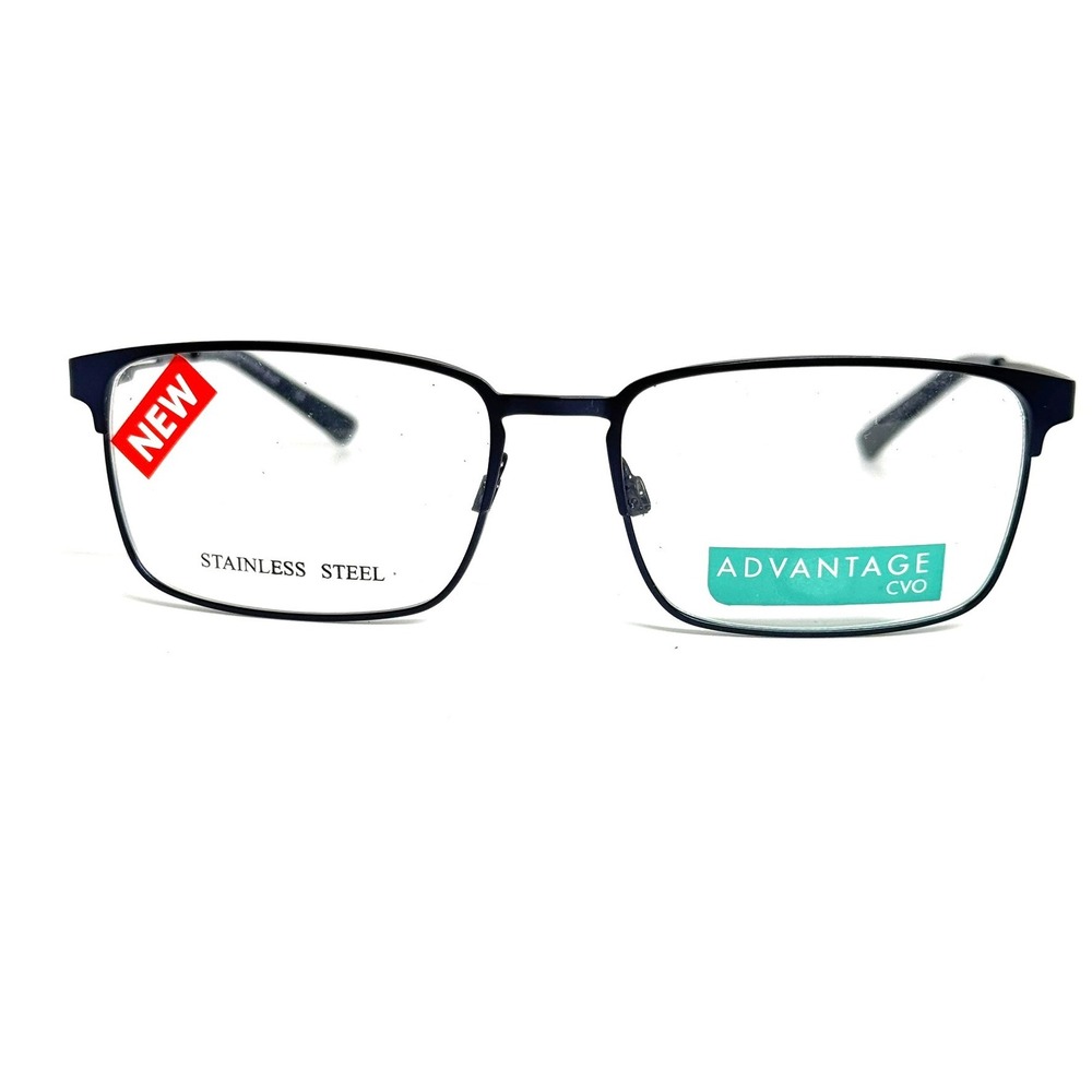 Advantage CVO Striker Blue Stainless Steel Rectangular Eyeglass Frames 50-15-130